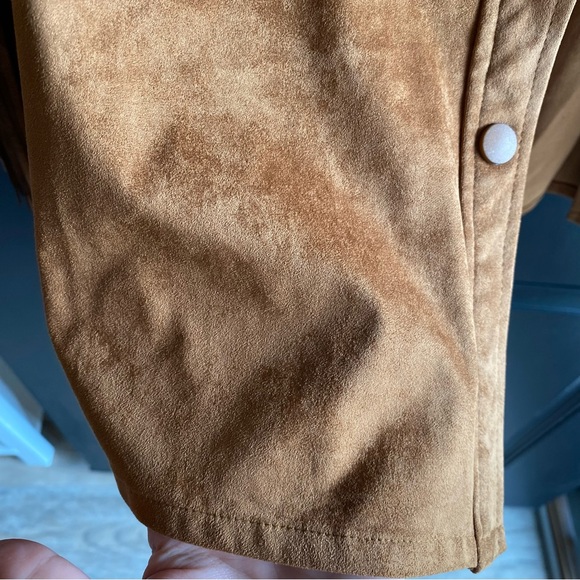 Fringed Suede Button-Front Jacket in Cognac - Picture 7 of 10